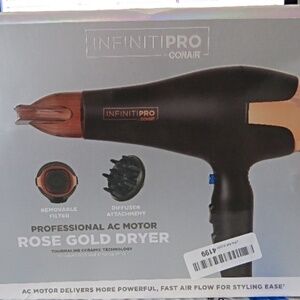 InfinitiPro by Conair 251NC Full Size 1875W Ac Black & Rose Gold Hair Dryer